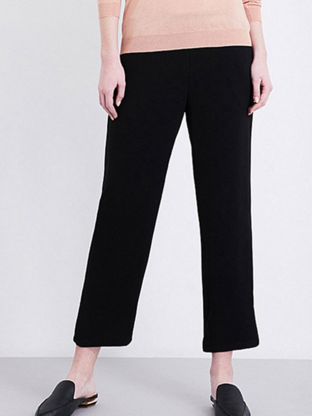 NWT $235 Theory Thorina Black Crepe Pull-On Straight Crop Pants SIZE 2